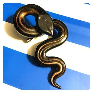 Brown and copper snake brooch